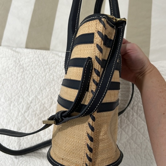 Tory Burch Mini Straw Tote with Leather Strap - Picture 10 of 15